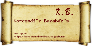 Korcsmár Barabás névjegykártya